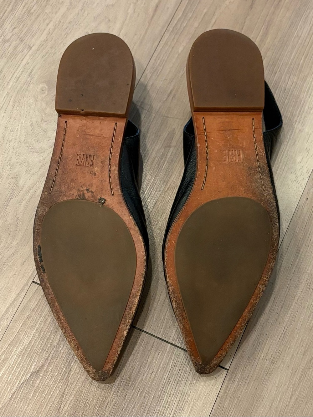 Frye Women's Black Leather Slingback Pointed Flats - 9 - Picture 4 of 4